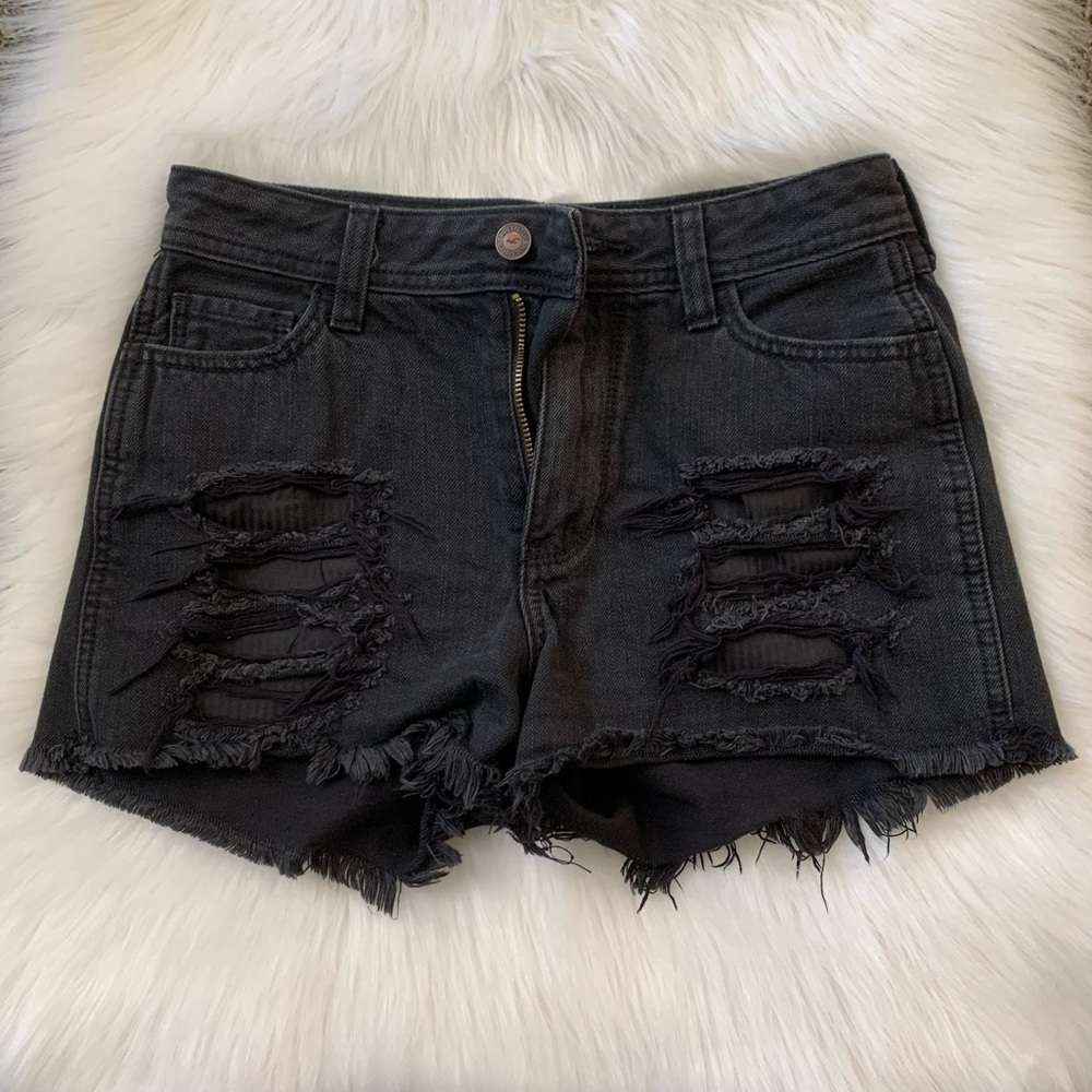 Hollister Black High-Rise Boyfriend Shorts